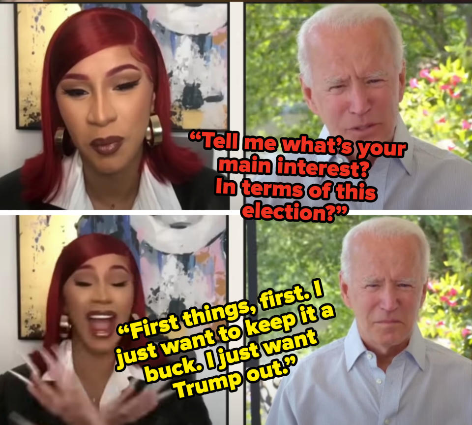 Cardi B and Joe Biden interviewing each other