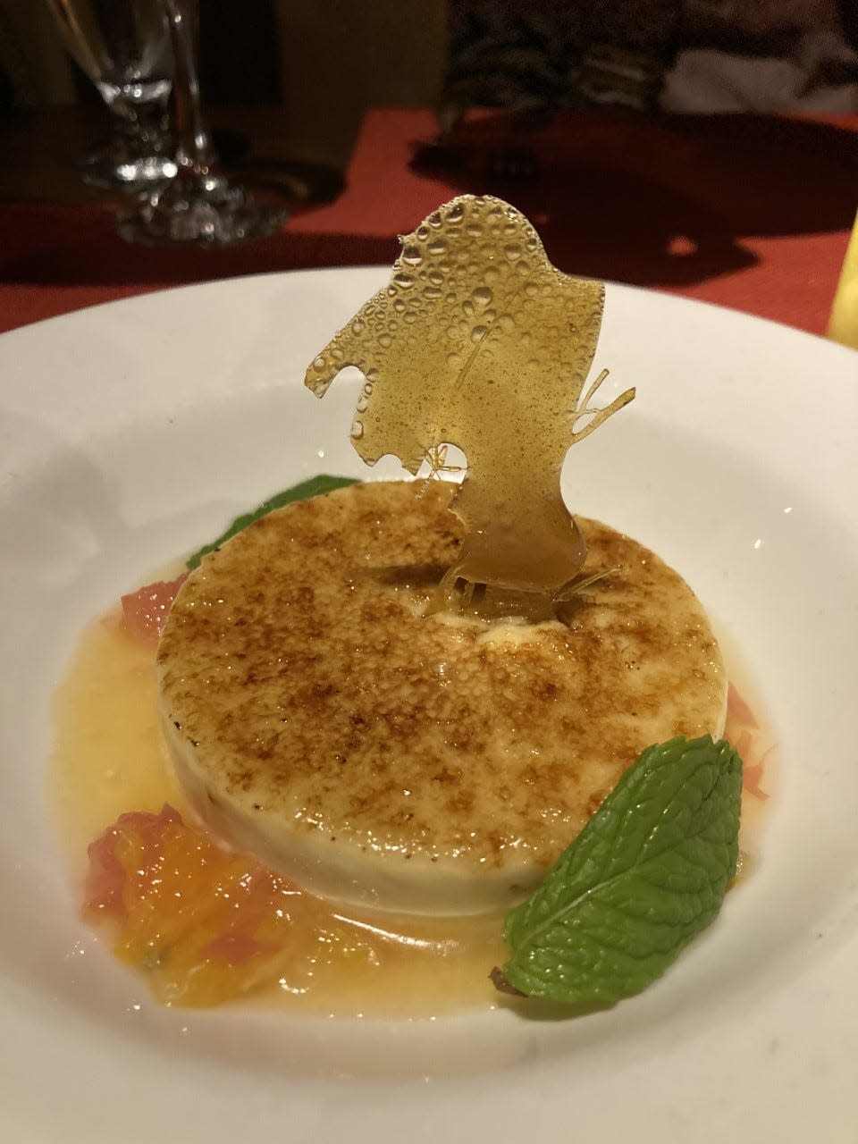 If you have room for dessert, try the Catalana, a classic Spanish dessert with a citron marmalade and topped with a tropical twill at El Farol, 808 Canyon Road in Santa Fe ($13).