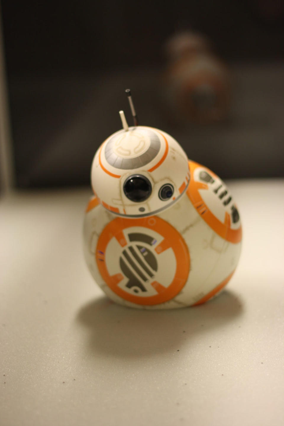 The "Star Wars" droid BB-8 (or at least its remote-control alter ego) is trapped in a sand-like substance during a lab experiment at Georgia Tech. <cite>Yasemin Ozkan Aydin/Daniel I. Goldman/Georgia Tech</cite>