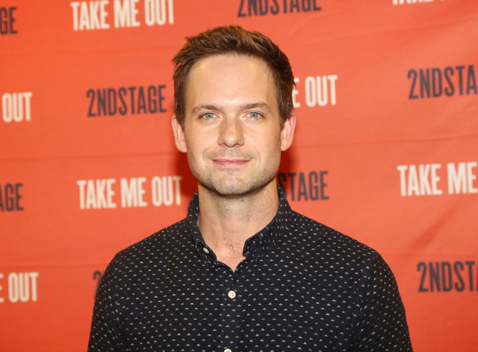 NEW YORK, NEW YORK - MARCH 11:  Patrick J. Adams poses at a photo call for the Second Stage play 