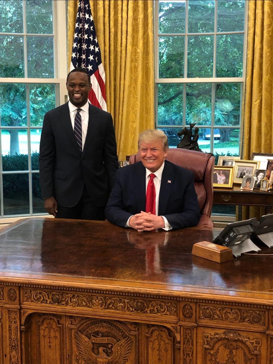 Kentucky Republican attorney general candidate Daniel Cameron meets with President Donald Trump in the White House prior to receiving Trump’s endorsement.