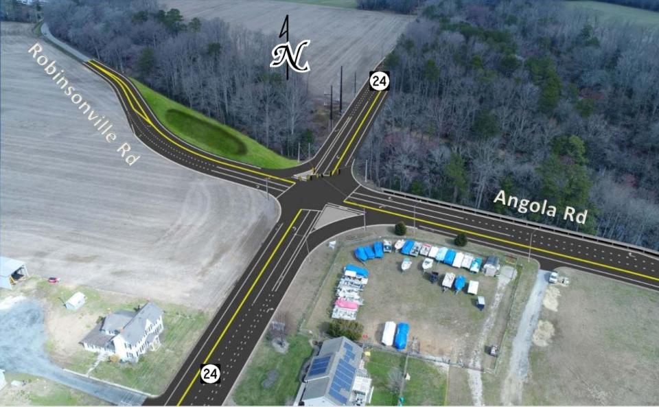 Delaware Department of Transportation plans for the intersection of Route 24 and Angola/Robinsonville roads.