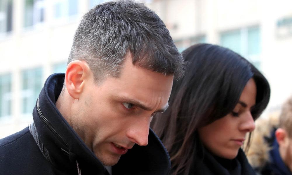 Football agent Peter Morrison, 37, arrives at Liverpool crown court with an unidentified woman.