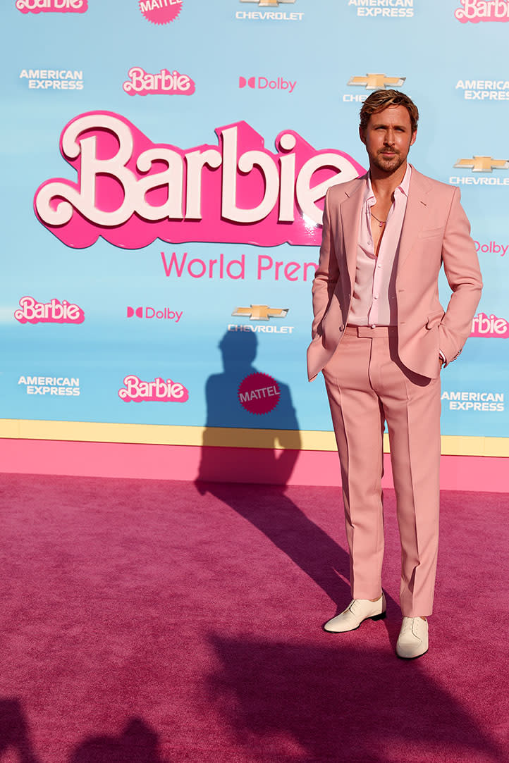 Ryan Gosling at the premiere of "Barbie" held at Shrine Auditorium and Expo Hall on July 9, 2023 in Los Angeles, California.