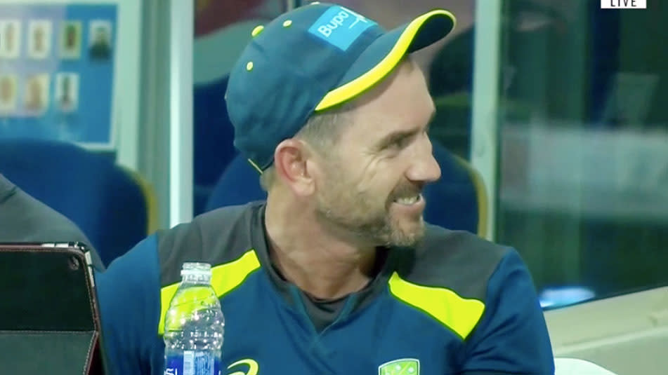 Justin Langer could only laugh and shake his head. Pic: Fox Sports