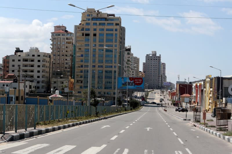 A street is seen almost empty amid concerns over the spread of the coronavirus disease, in Gaza City