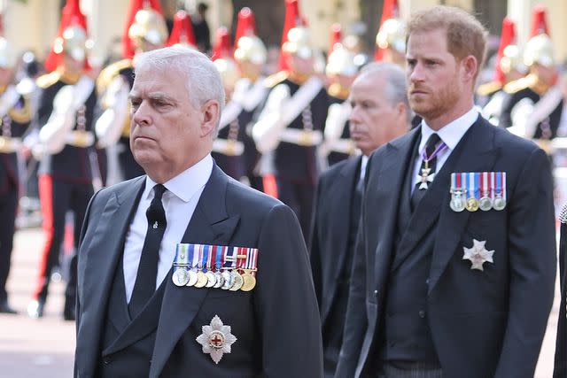 Neil Mockford/WireImage Prince Andrew and Prince Harry in Sept. 2022