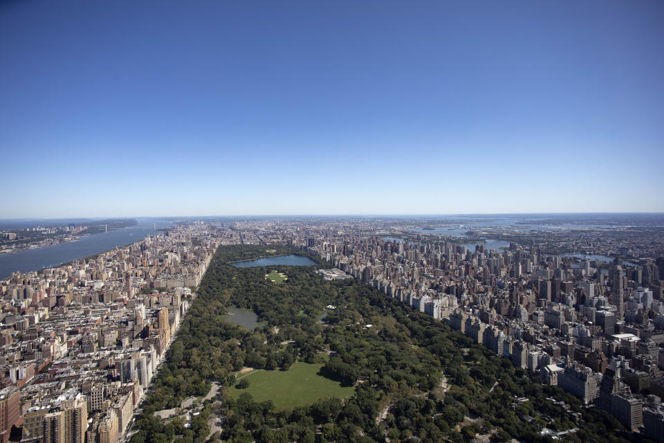 New York's Central Park is seen from an upper floor of the Central Park Tower, Tuesday, Sept. 17, 2019. At 1550 feet (472 meters) the tower is the world's tallest residential apartment building, according to the developer, Extell Development Co.(AP Photo/Mark Lennihan)