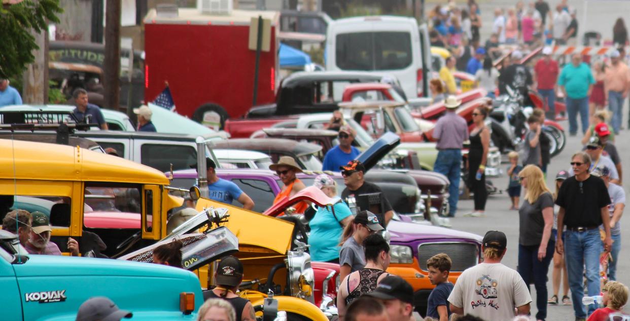 Eventgoers check out the classic vehicles at the 2020 Relics and Rods Car Show and Fireworks Display in Wilburton. This year's event is June 25.