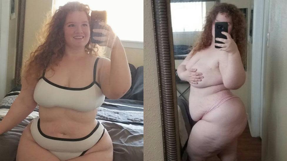 Plus-size blogger Cheyenne poses topless as she reveals what it's