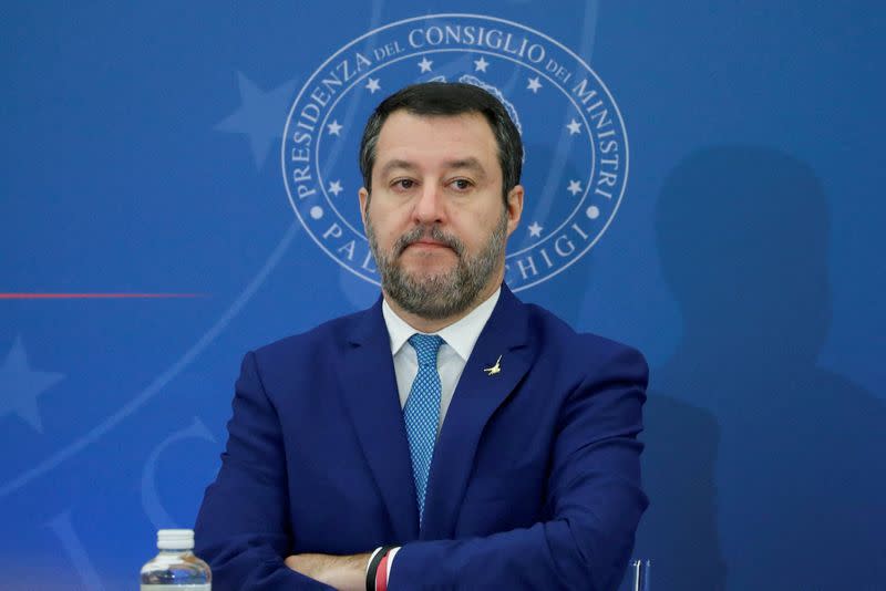 FILE PHOTO: Italian Deputy PM Salvini attends news conference in Rome