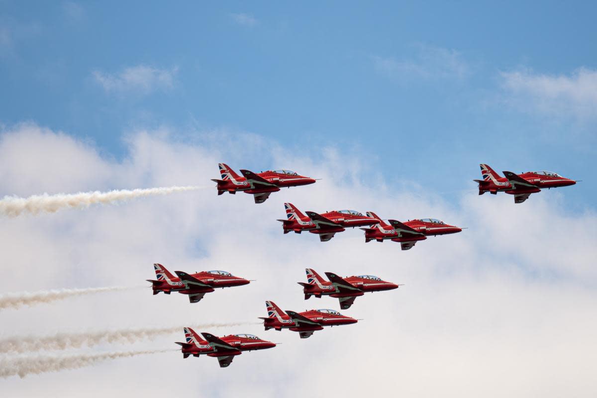 The iconic Red Arrows team have released details over a second flight over Wiltshire this week. <i>(Image: Paul James)</i>