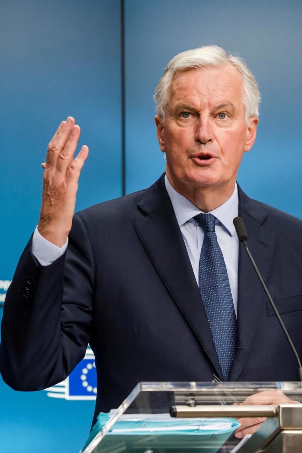 Michel Barnier addresses the media in Brussels (AP)