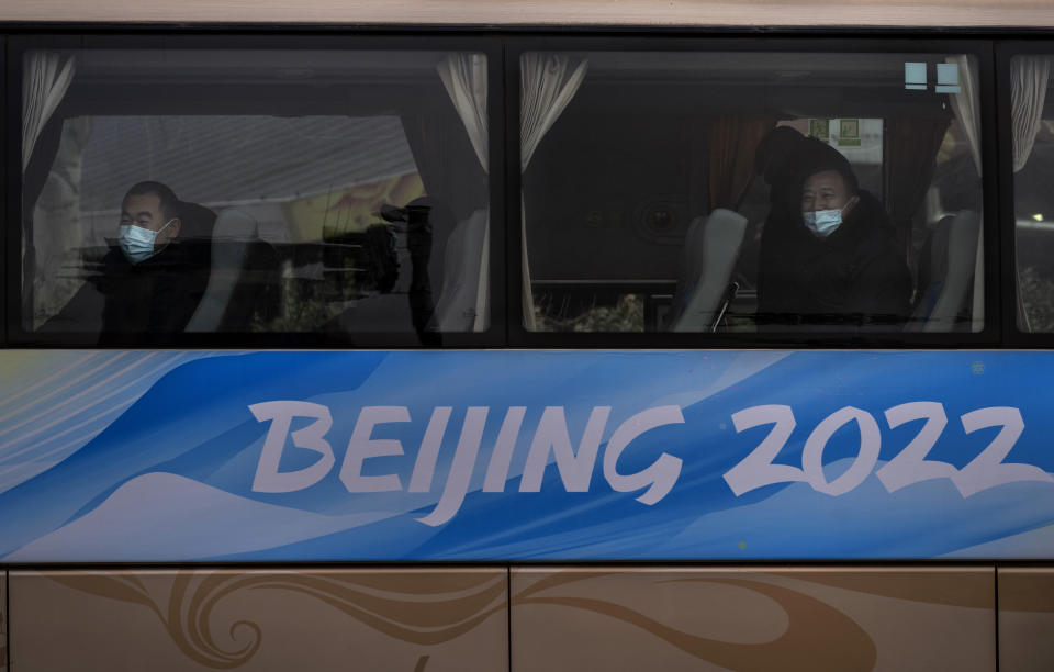 A sign promoting the Beijing Olympics.