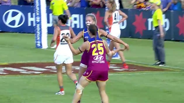 Ashmore celebrates her goal. Pic: Fox Sports