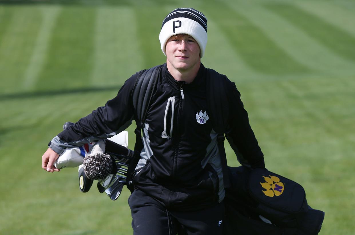 Nevada's boys golfer Parker Rodgers poses at the Indian Creek Country Club on Thursday, April 18, 2024, in Ames, Iowa.