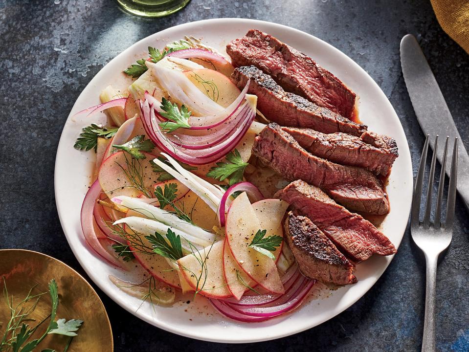 Filet Mignon with Apple-Fennel Slaw