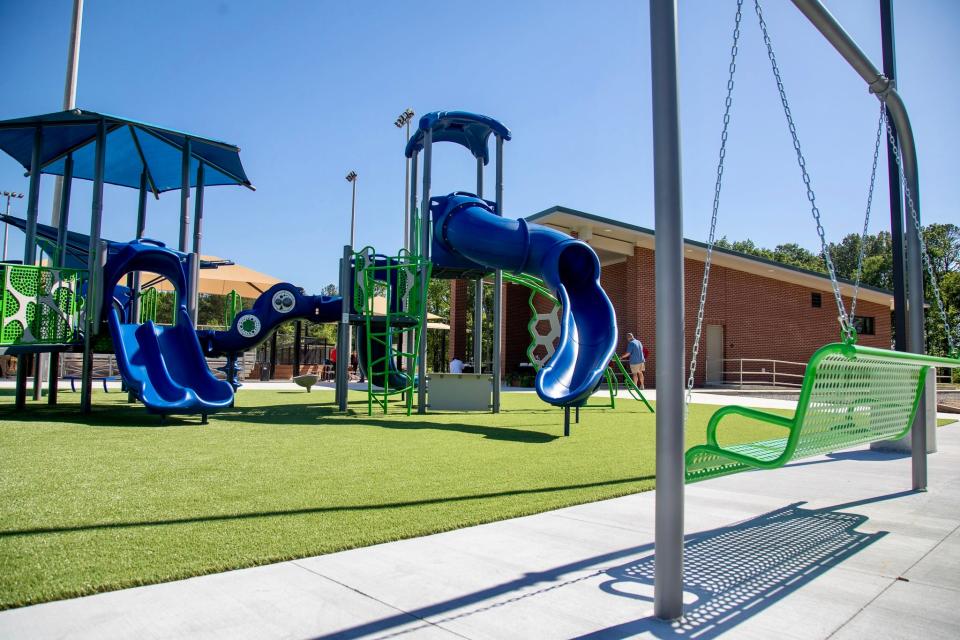 The playground at Champions Field is designed especially for special needs children.