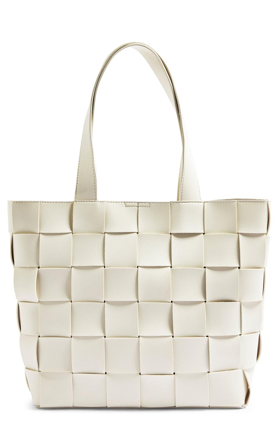 Basket Weave Faux Leather Tote