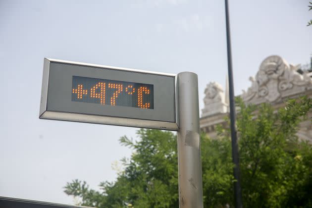 Un termómetro en Madrid marca 47ºC hace unos días (Photo: Europa Press News via Getty Images)