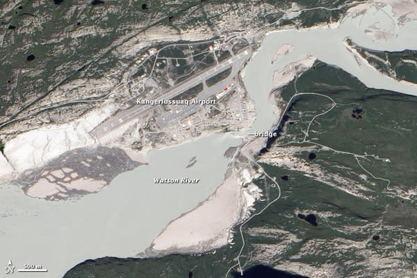 Meltwater flooding the Watson River in Greenland. Photo taken on July 12, 2012.