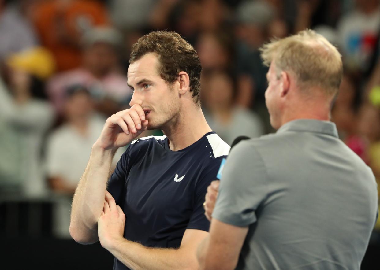 Andy Murray kept his emotions in check during his post-game interview but hinted he may be back