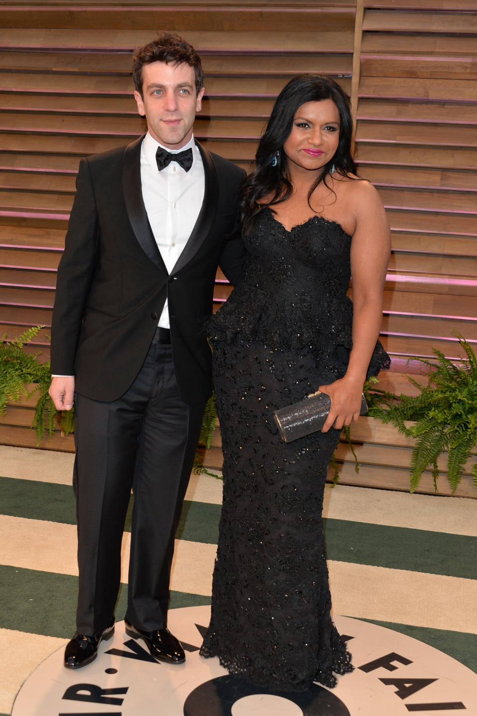 Actor B.J. Novak (L) and Mindy Kaling attend the 2014 Vanity Fair Oscar Party hosted by Graydon Carter on March 2, 2014 in West Hollywood, California.