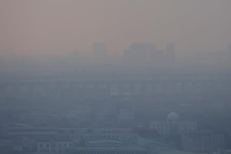 Buildings are seen in Jiading district amid heavy smog in Shanghai, China November 13, 2016. REUTERS/Aly Song