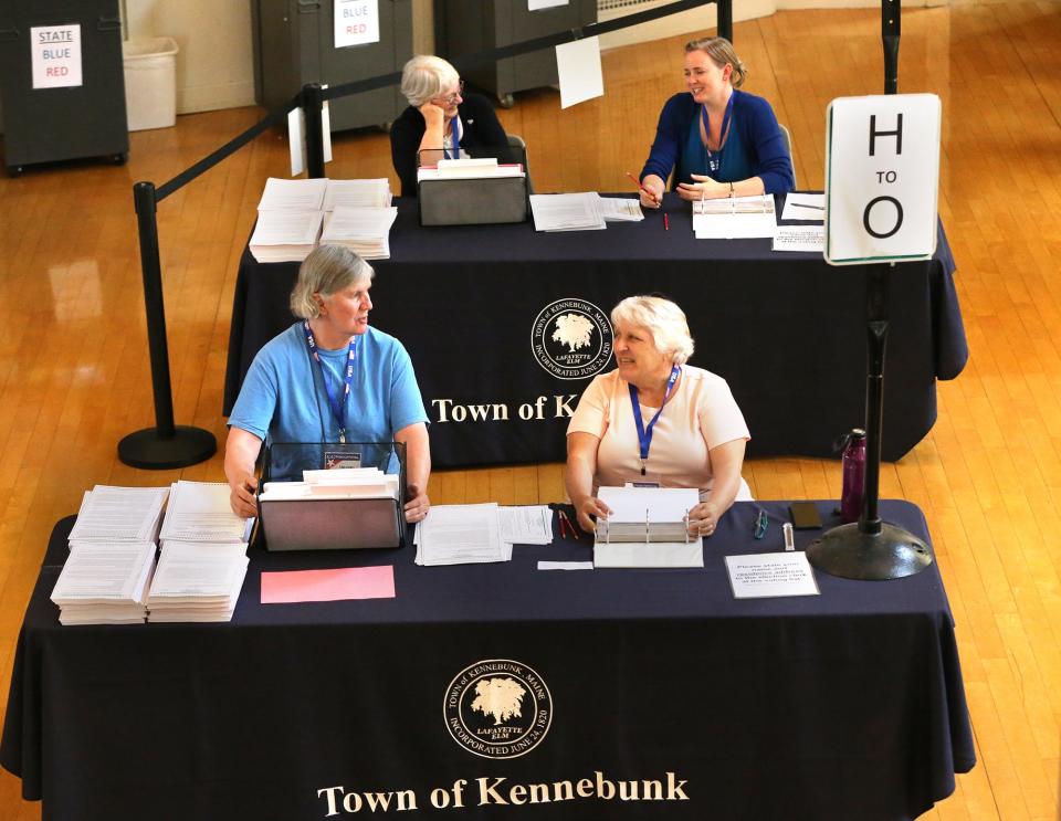 Election clerks are ready for the voters coming to the Kennebunk polls June 14, 2022.