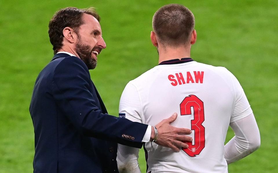 Gareth Southgate with Luke Shaw