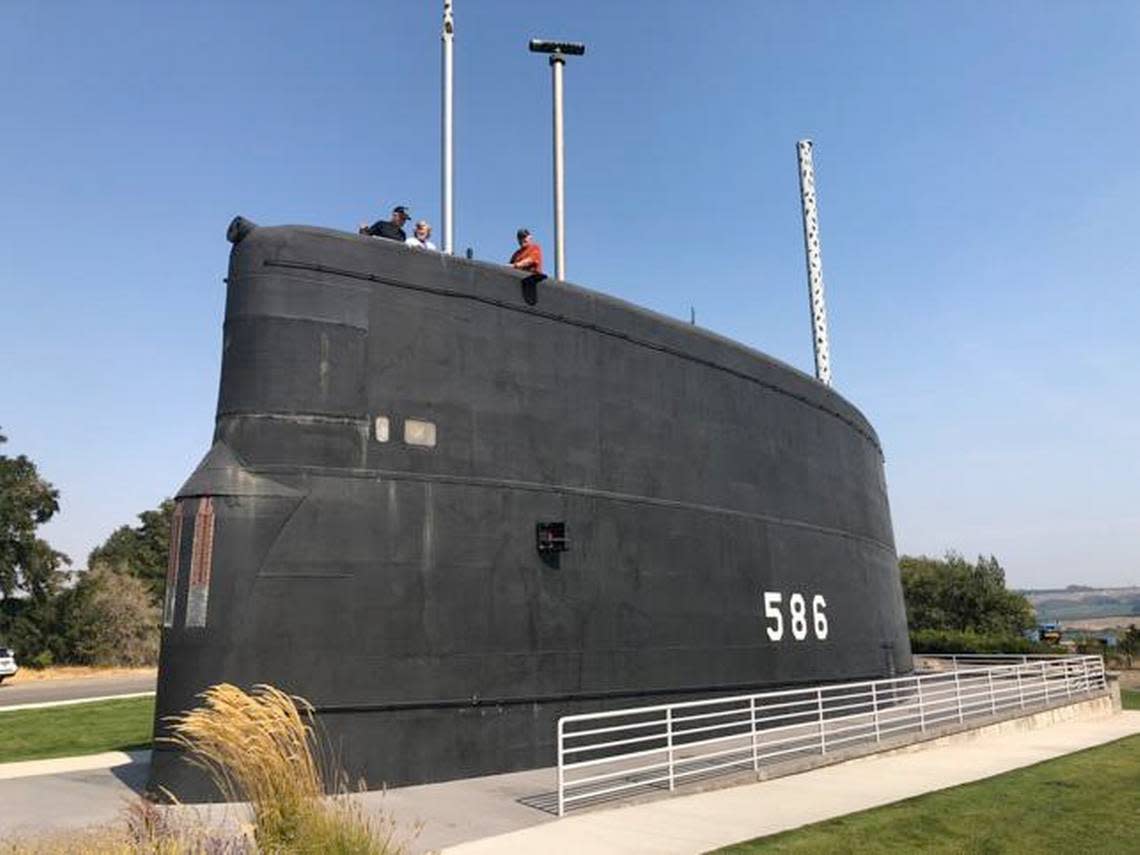 The USS Triton submarine circumnavigated the globe underwater in the early 1960s. Its sail is on permanent display in north Richland.