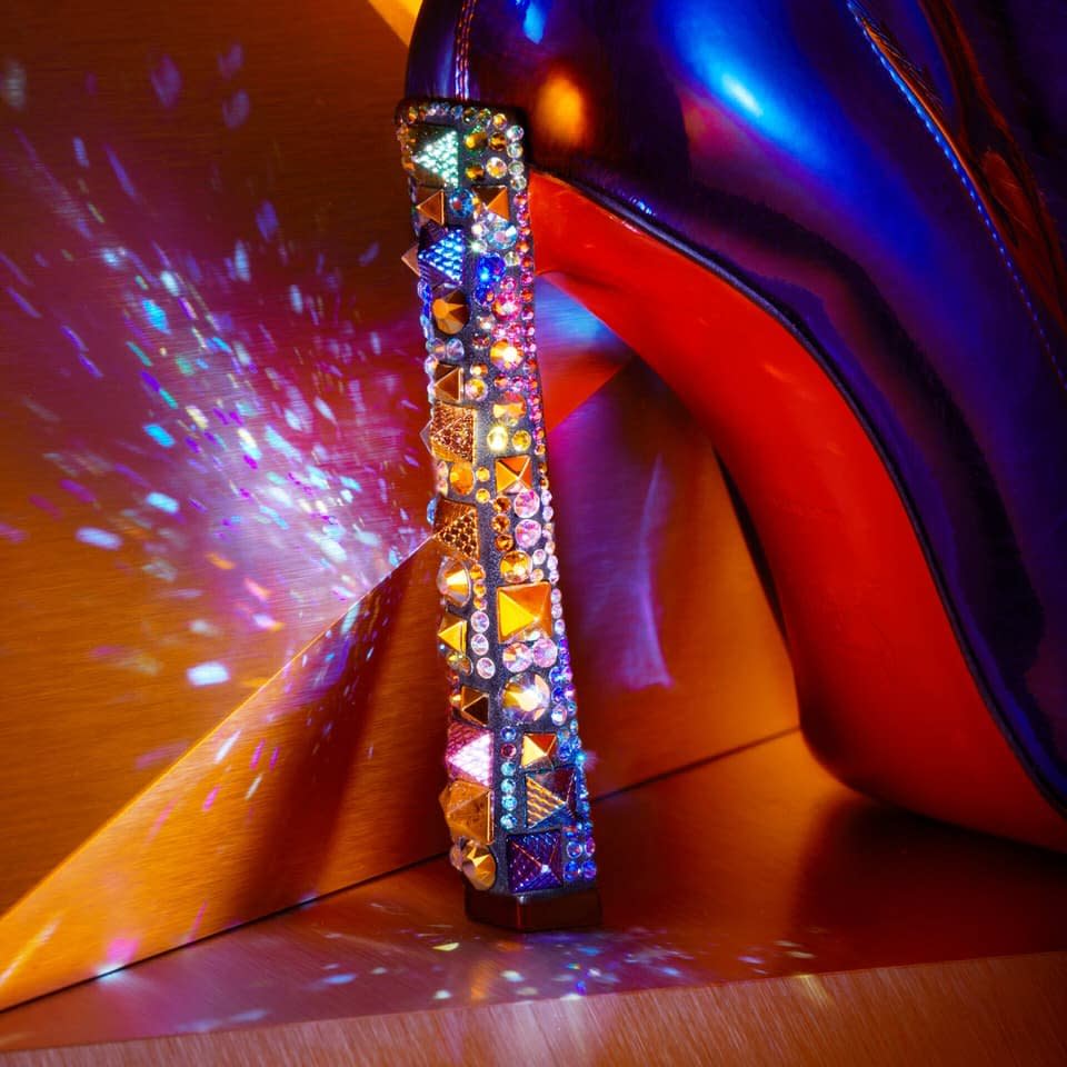 Marvel and Christian Louboutin collection heel close up