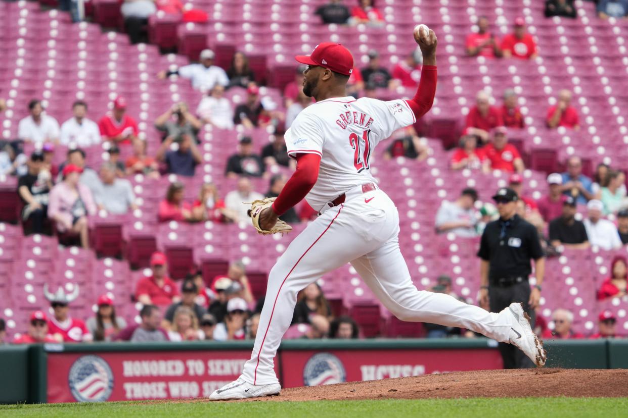 Hunter Greene pitched into the sixth inning Thursday but had to battle much of the day. He allowed three earned runs, two of which scored after he had left the game, on four hits and five walks.