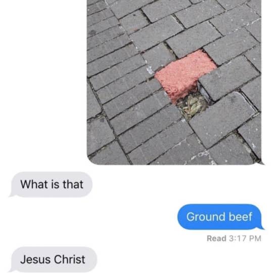 beef in the sidewalk called ground beef