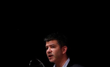 Uber CEO Travis Kalanick, addresses a gathering at an event in New Delhi, India, December 16, 2016. REUTERS/Adnan Abidi