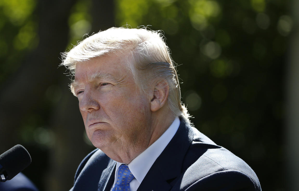 President Donald Trump listens to a question during a joint news conference with Greek Prime Minister Alexis Tsipras in the Rose Garden of the White House, Oct. 17, 2017. (Photo: Joshua Roberts / Reuters)