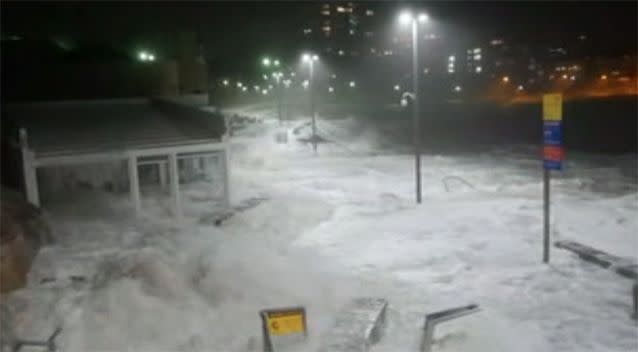 White wash engulfed businesses and walkways in Cronulla. Photo: 7 News