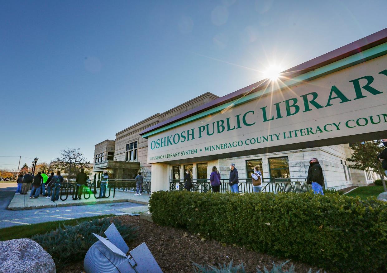 FILE - File photo of Oshkosh Public Library in November 2020.