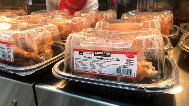 Costco rotisserie chickens sitting out