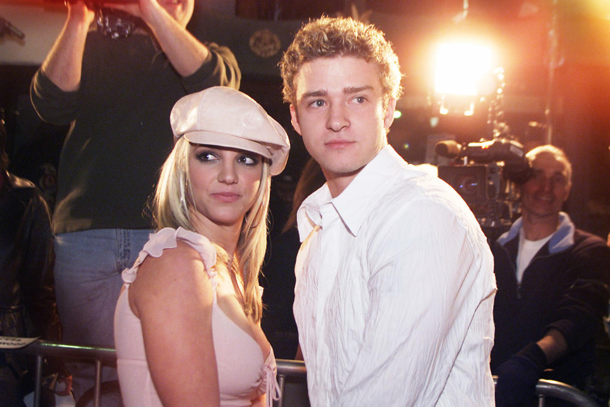 Britney Spears Justin Timberlake 2002 Kevin Winter/Getty Images