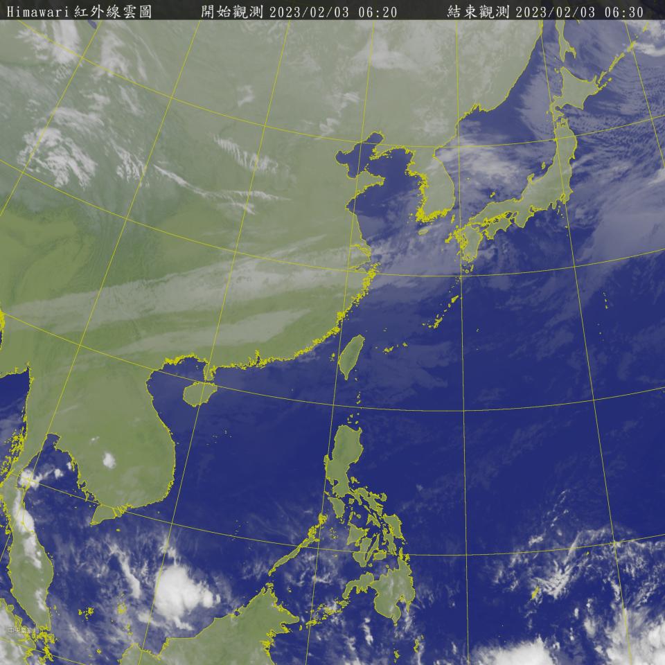 東北季風持續影響，迎風面桃園以北及東半部地區有降雨機會，其中基隆北海岸、大臺北山區及宜花地區降雨較明顯。（圖：氣象局網站）