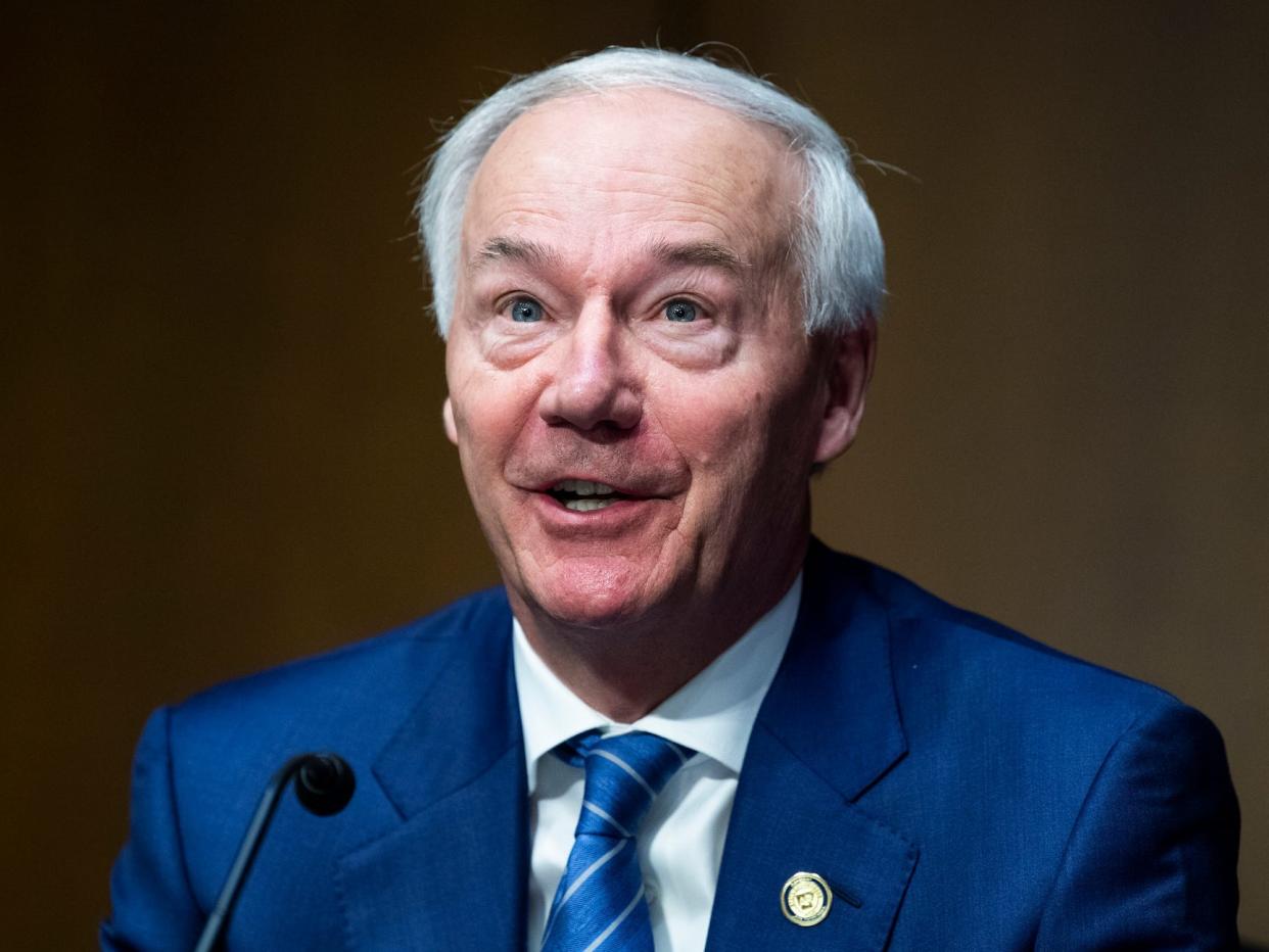 Arkansas Gov. Asa Hutchinson at a hearing on Capitol Hill on June 22, 2021.