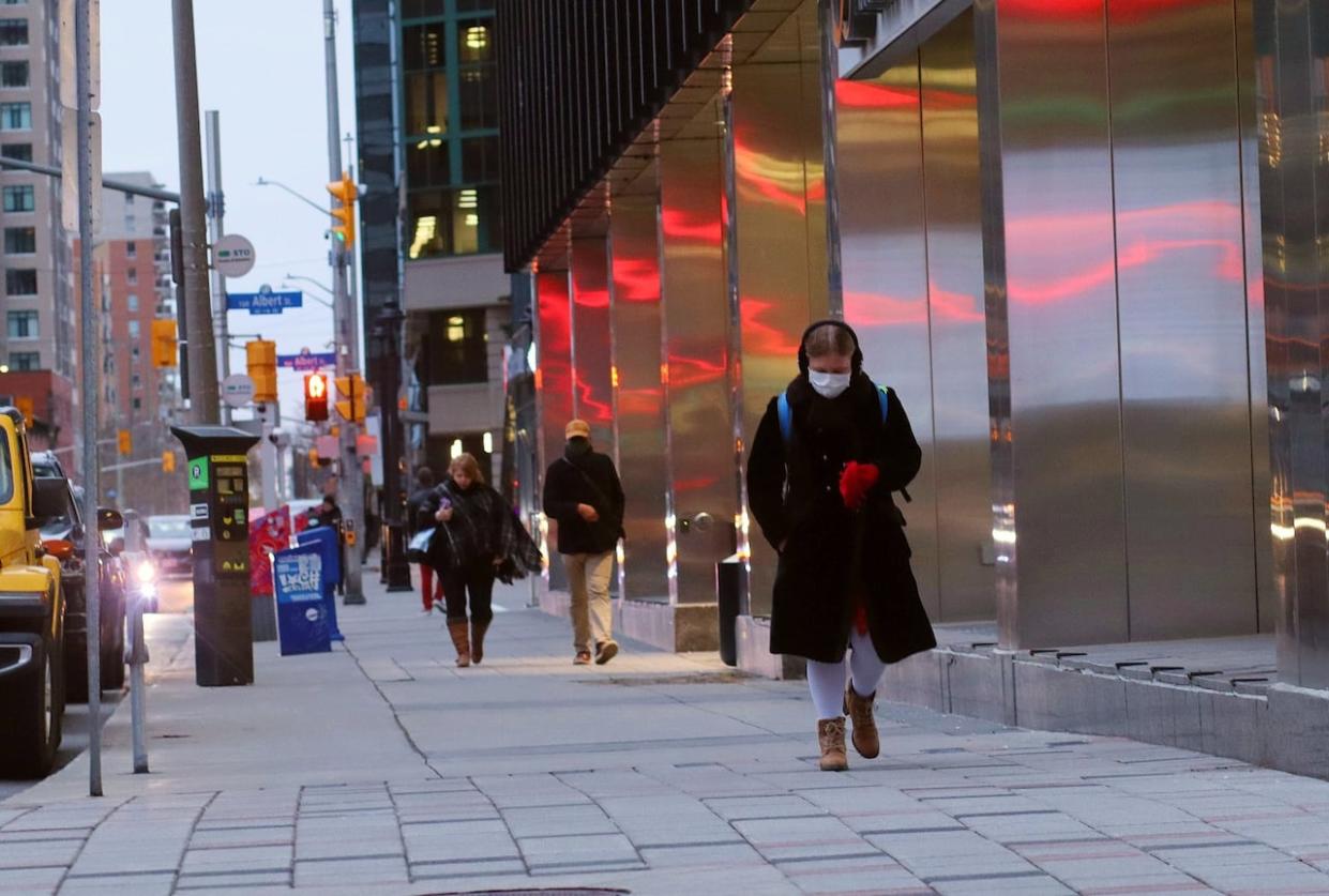 Kent Street in downtown Ottawa in November 2021. The city's average coronavirus wastewater signal at the end of November 2023 is higher than each of the previous three years at this time. (Trevor Pritchard/CBC - image credit)