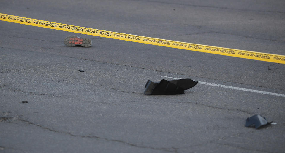 Shoes from victims are strewn across the scene.&nbsp;
