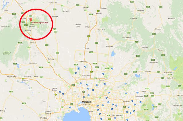 The body was found in the Macedon Regional Park, north-west of Melbourne. Source: Google Maps