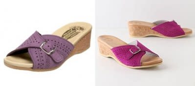 Left: German Worishofer sandals. Right: Anthropologie's Ramona Buckle Slides. 