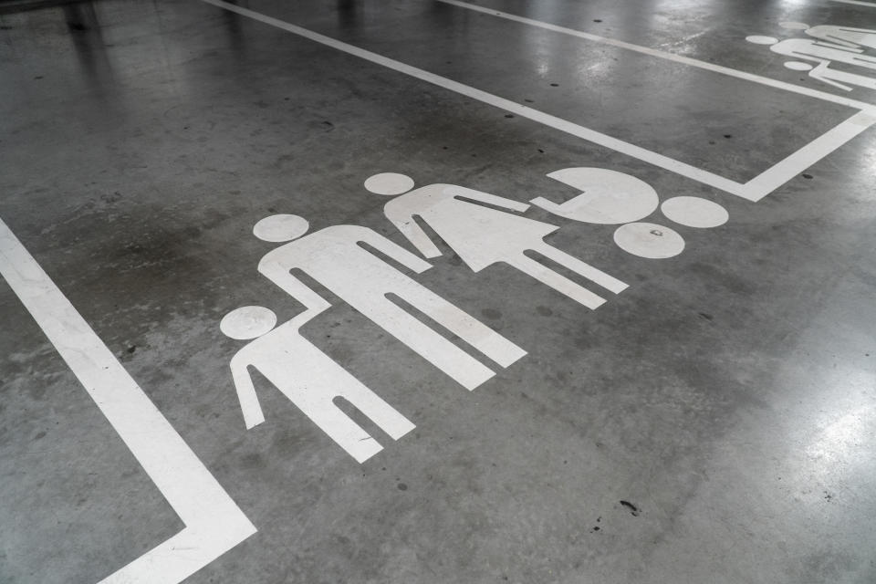 Photo of parent parking bay sign after a mother claimed someone parked incorrectly at a Sydney mall.