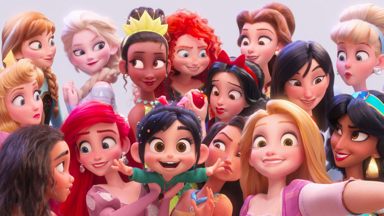 The Disney Princesses are among the many Disney Easter eggs in <em>Ralph Breaks the Internet</em>. (Image: Walt Disney Studios Motion Pictures / courtesy Everett Collection)