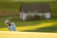 Brooke M. Henderson, of Canada, chips to the green on the eighth hole during the first round of the KPMG Women's PGA Championship golf tournament at the Aronimink Golf Club, Thursday, Oct. 8, 2020, in Newtown Square, Pa. (AP Photo/Matt Slocum)