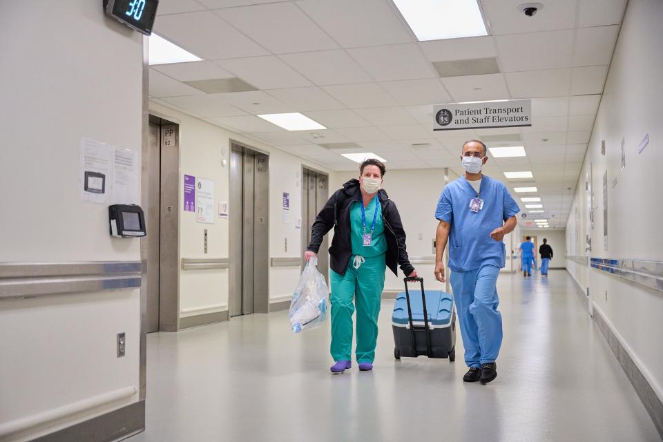 A pig heart arrives at NYU Langone for transplant.